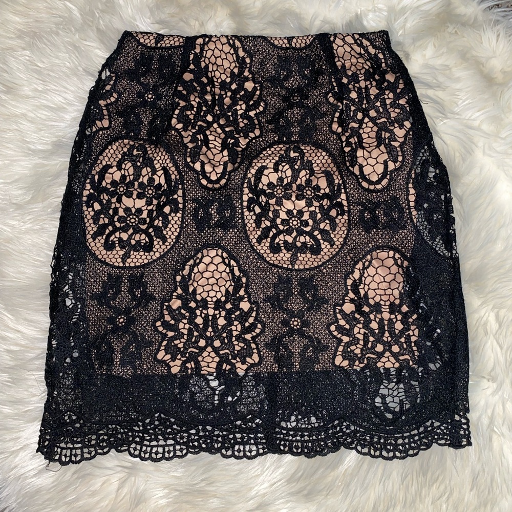 Lace black mini skirt